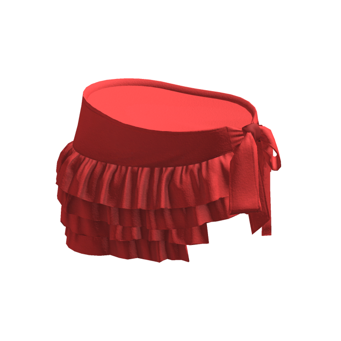 Red Tied Ruffle Mini Skirt
