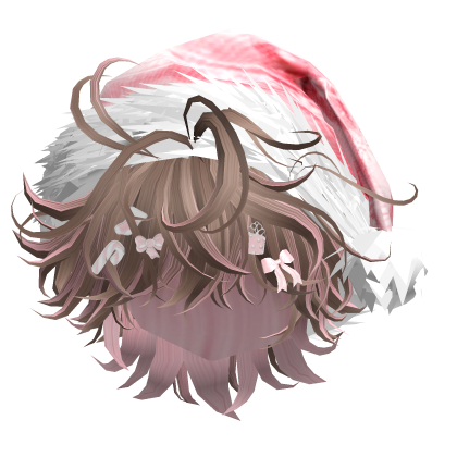 Messy Hair w/Christmas Santa Hat (Light Brown)