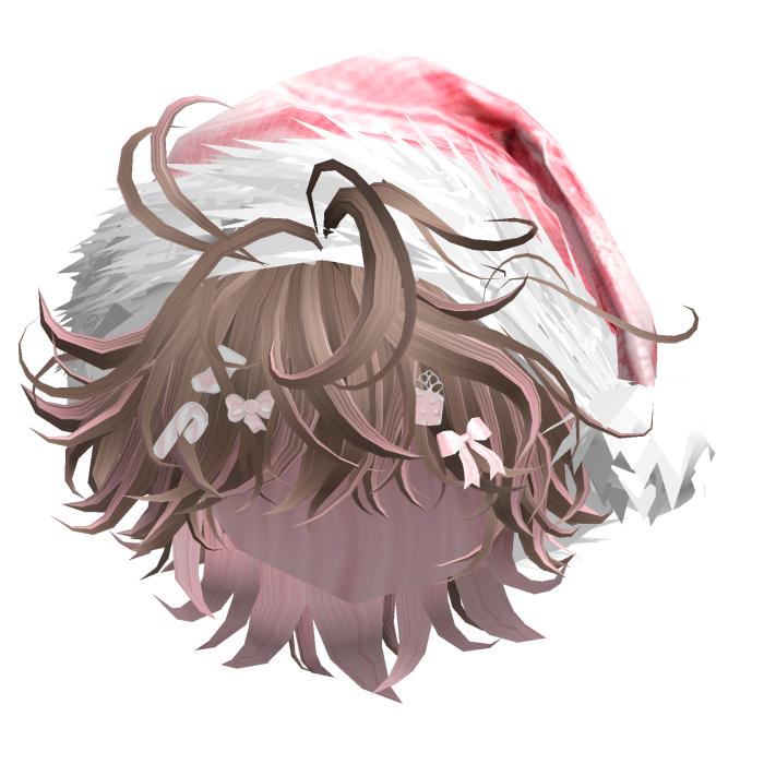 Messy Hair w/Christmas Santa Hat (Light Brown)