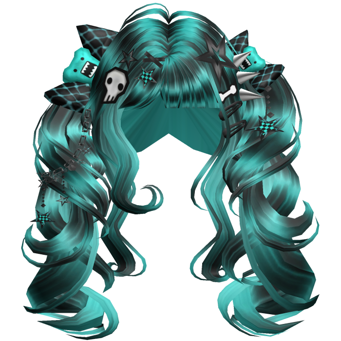 ♡ Scene Fluffy Gyaru Pigtails (Teal Skunk)