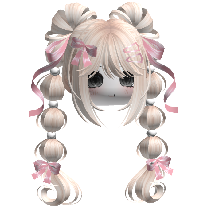 Kawaii Bow Bubble Braids Beige