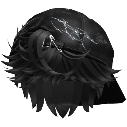 Fluffy black hair cute Cap Black cross Y2k