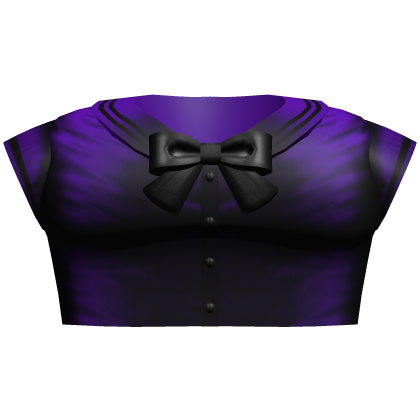 Kawaii Anime School Crop Top w Bow (Dark Purple)