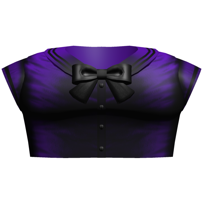 Kawaii Anime School Crop Top w Bow (Dark Purple)