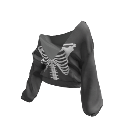 Skeleton Pullover Baggy Hoodie grey