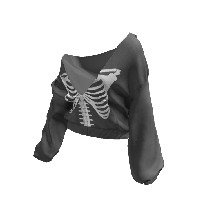 Skeleton Pullover Baggy Hoodie grey