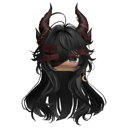Horned Anime Demon Wolfcut (Black)