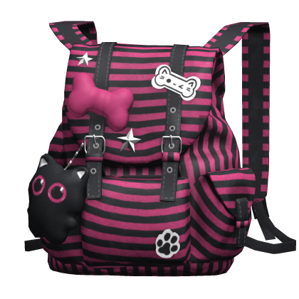 Black&HotPink Cute Bone Y2k Backpack