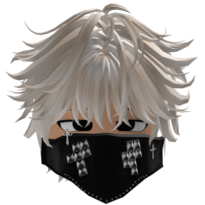 blonde messy emo boy hair + black mask Roblox item