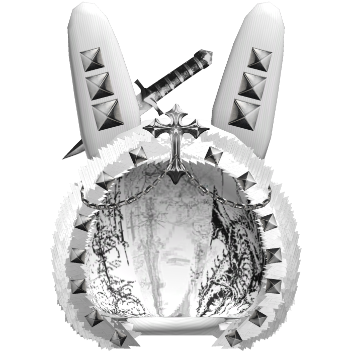 Gothic White Y2K Studded Emo Bunny Hood