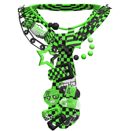 Scene Green&Black Checkered Y2k Rave Necktie