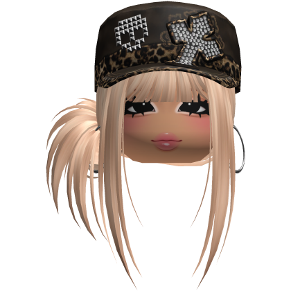 Gyaru Side Bun Hair w/ Cheetah Cap & Earrings