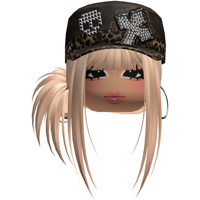 Gyaru Side Bun Hair w/ Cheetah Cap & Earrings