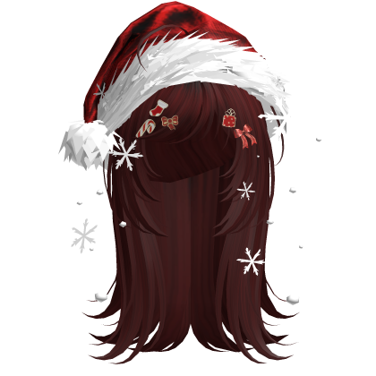 Cute Christmas Straight Hair (Dark Red) Roblox item