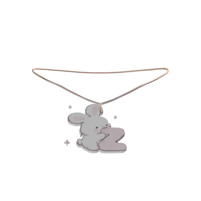cute z pink bunny initial necklace 3.0