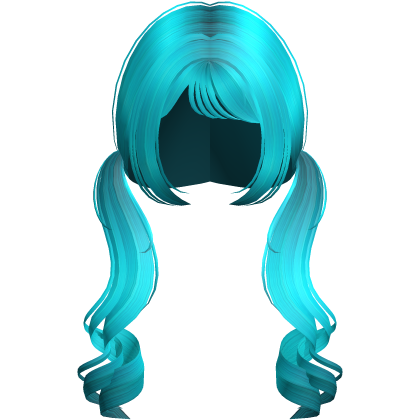 ♡ : cute long curly pigtails in cyan