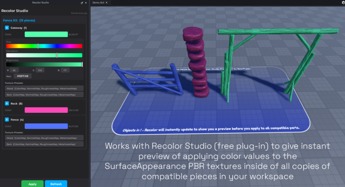 Wood & Stone Gate & Procedural Model Fences preview 1