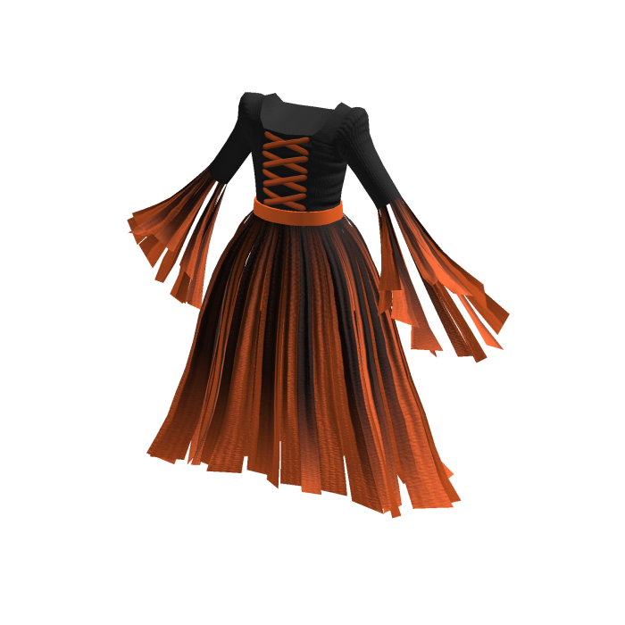 Orange Black Halloween Dress Witch Costume Goth