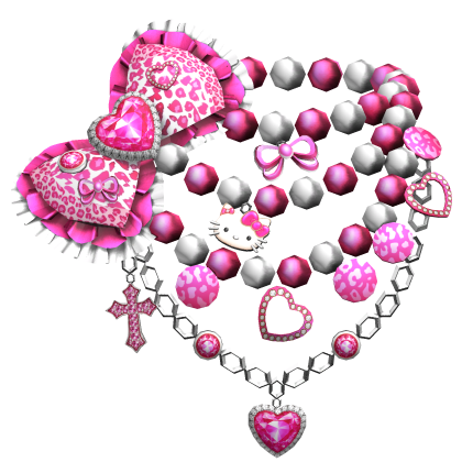 Kawaii Gyaru Leopard Bow Pearl Necklace White Pink