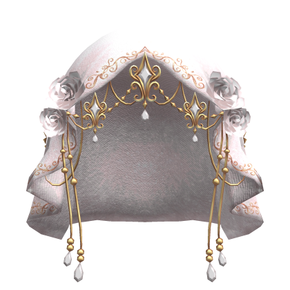 Ethereal White and Gold Rose Goddess Veil