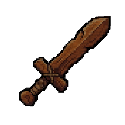 Wooden Sword Pixel Art 3d sprite