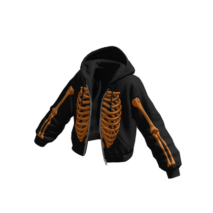 Skeleton Halloween Hoodie Jacket Black Orange