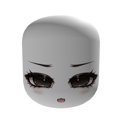 Cute Anime Face with Black Eyes - White