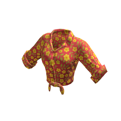 Summer Shirt | Tied Up | Pastel Red | Flowers thumbnail