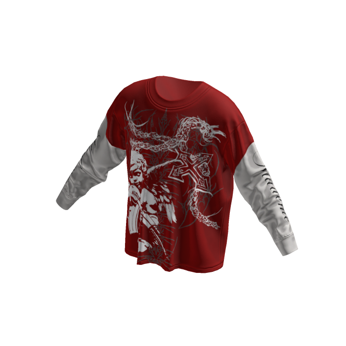 Red Y2k Grunge Graffiti Emo Long Sleeve Shirt