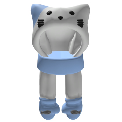 Cute Kawaii Blue Cat Neko Hood Scarf Roblox item