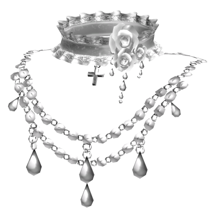 White Victorian Jewelry Rose Choker Necklace
