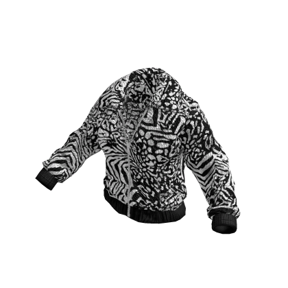 White Animal Print Fleece Sweater