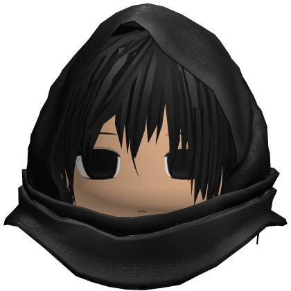 Black Messy Emo Hair w/ Hood & Cute Boy Face Roblox item