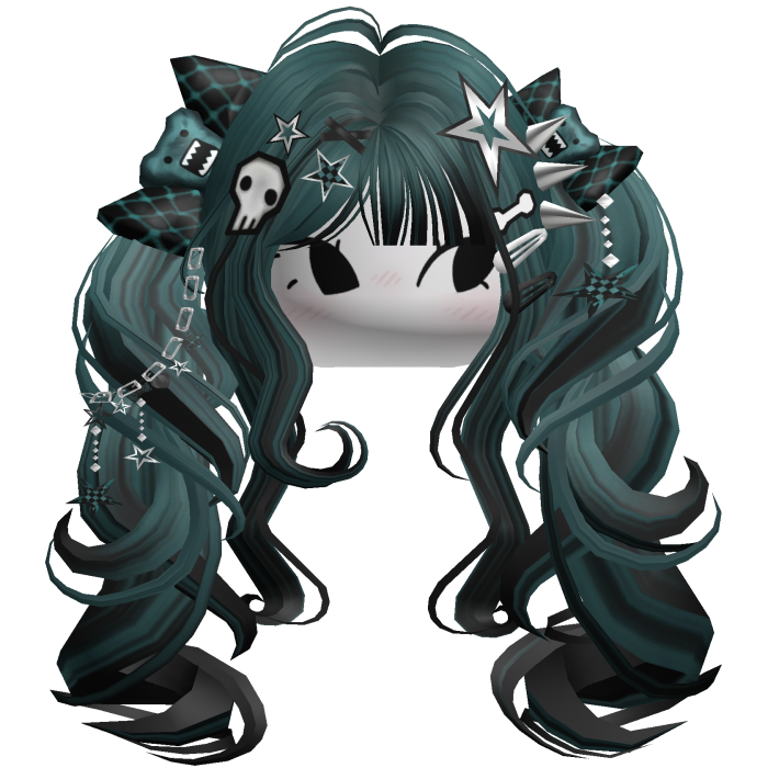 ♡ Scene Fluffy Gyaru Pigtails (Dark Teal)