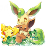 Pichu, scout, leafeon, and Eevee group