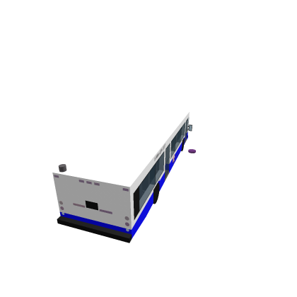 Blue and white city bus