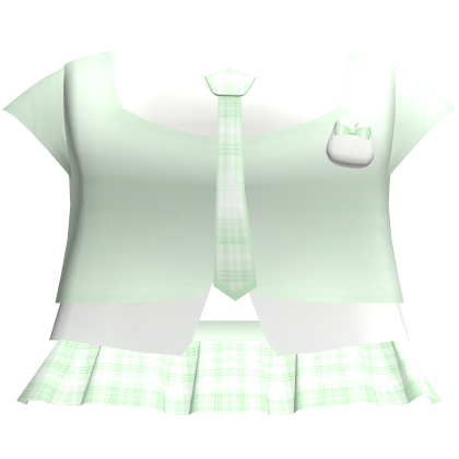 ♡ : green plaided school uniform Roblox item