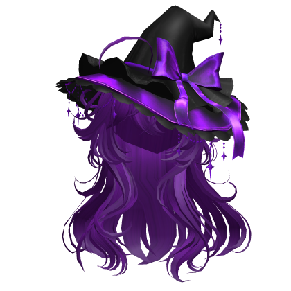Anime Girl Hair w/Witch Hat (Purple) Roblox item