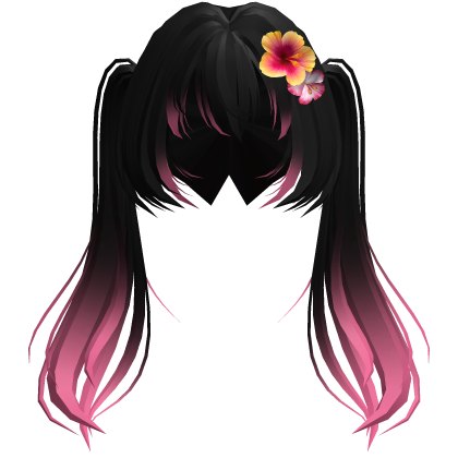 Hibiscus Black Pink Summer Twintails Roblox item