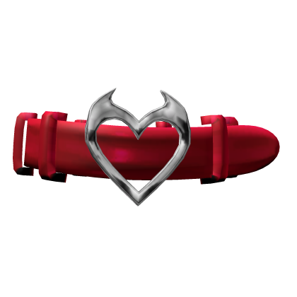 Goth Imp Heart Belt Choker Y2K - Red Silver