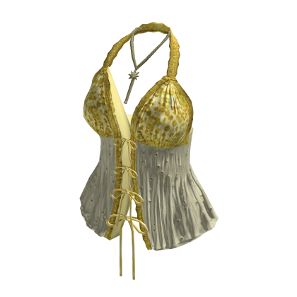 Y2K Coquette Lace Corset Top (Yellow)