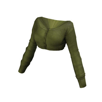 Off Shoulder Cropped Cardigan (Olive)