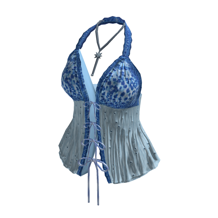 Y2K Coquette Lace Corset Top (Blue)