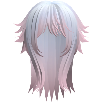cute messy long moe hair with tufts in blue pink