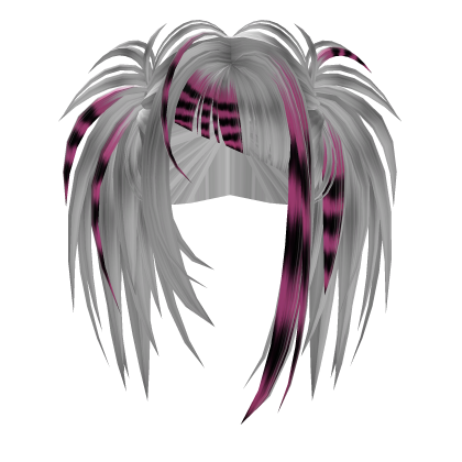 Messy Layered Punk Scene Hair (Silver & Pink) Roblox item