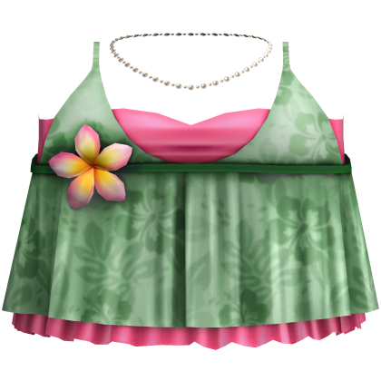 Flowery Summer Top Green & Pink Roblox item