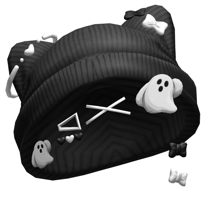 Spooky Ghost Halloween Beanie w/ Hairclips