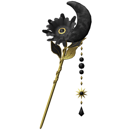 Flower & Moon Magical Staff In Black & Gold Roblox item