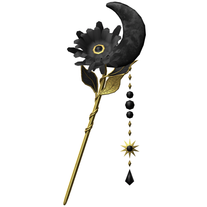 Flower & Moon Magical Staff In Black & Gold