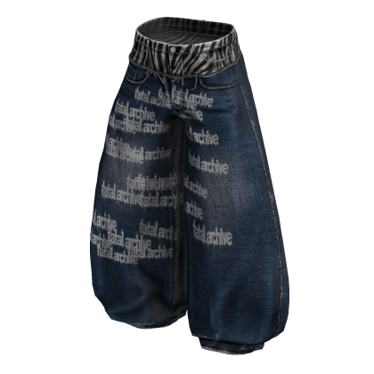 Dark Blue Baggy Skater Zebra Denim